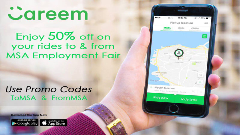 Enjoy Careem 50% off from and to MSA