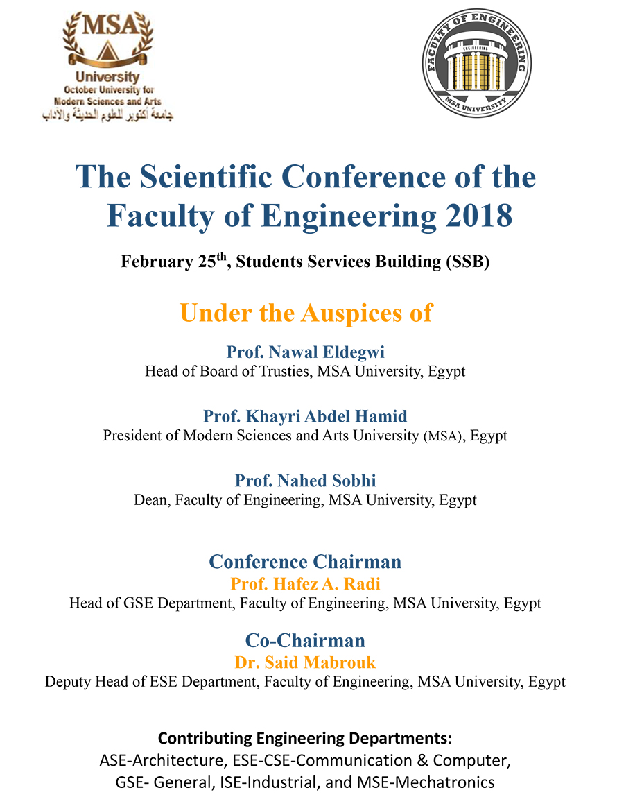 MSA University - The Scientific Conference of the  Faculty of Engineering 2018