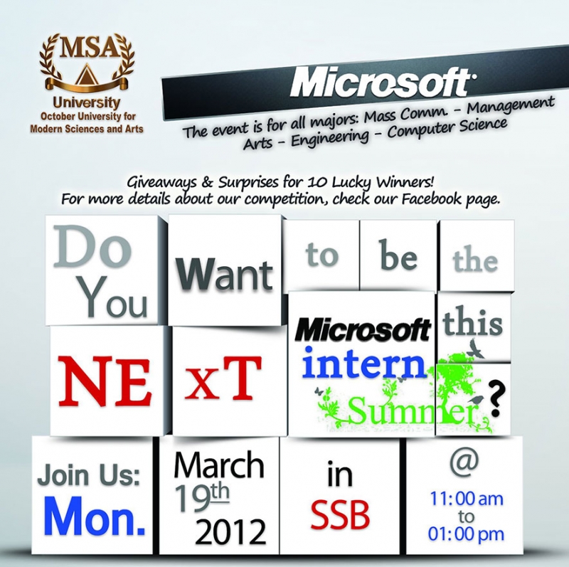 Microsoft Internship 2012 Special at MSA University